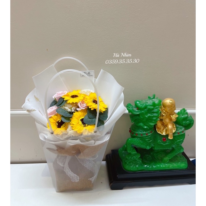 Bó hoa hướng dương mix hồng sáp, cẩm chướng