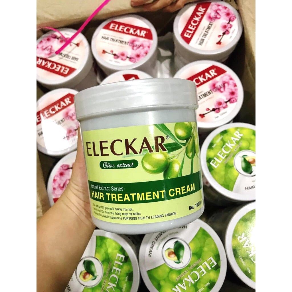 Hấp Dầu Kem Ủ Tóc Hoa Sen, Bơ, Oliu, Hoa Anh Đào, Nha Đam ELECKAR 1000ml - Ngăn Ngừa Và Phục Hồi Tóc Cho Tóc Mềm Mượt
