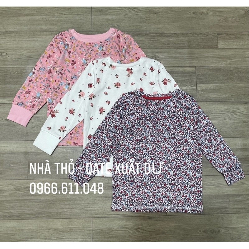 ÁO PHÔNG DÀI TAY XUẤT XỊN HOA NHÍ CHO BÉ GÁI 9/12M 12/18M 18/24M