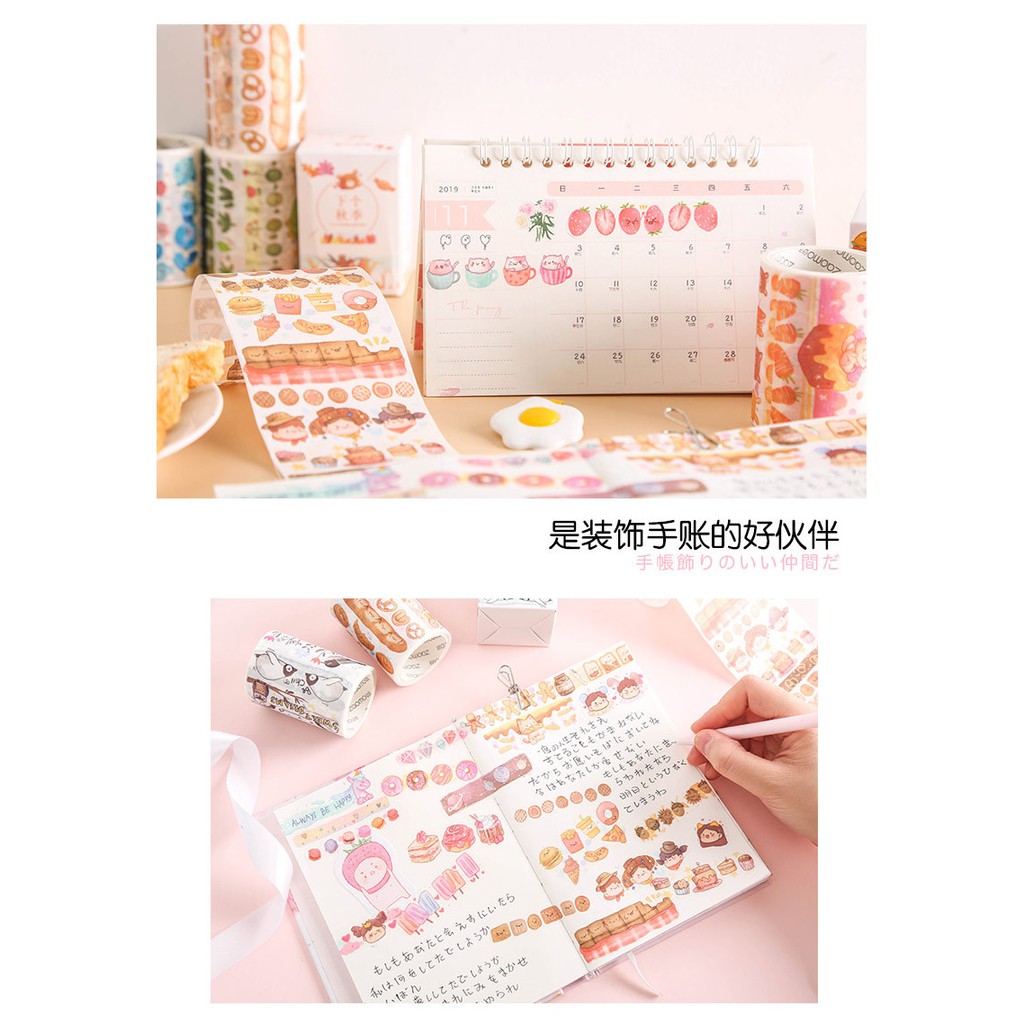 Cuộn Washi Tape Dán Trang Trí Nhiều Mẫu Kích Thước 6,5cm * 3m