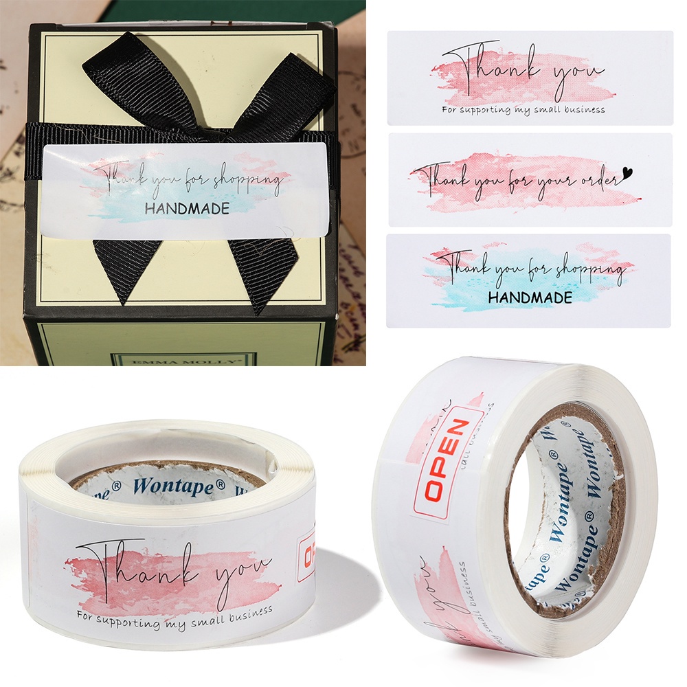 Cuộn 120 Miếng Dán Chữ Thank You 1x3inch Trang Trí Túi Quà
