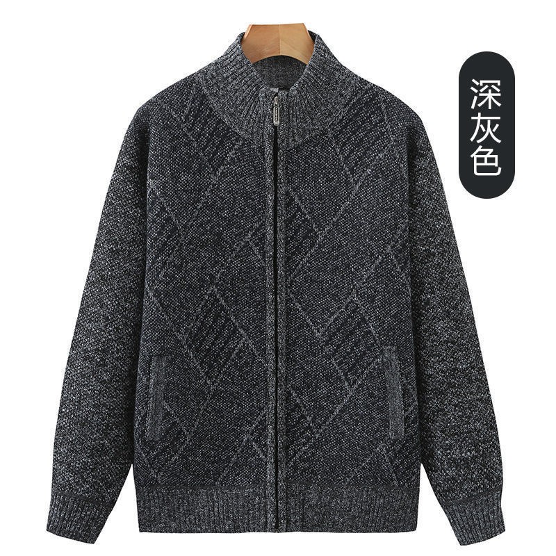 Áo Khoác Cardigan Phối Nhung Dày Dáng Rộng Thời Trang Cho Người Lớn Tuổi