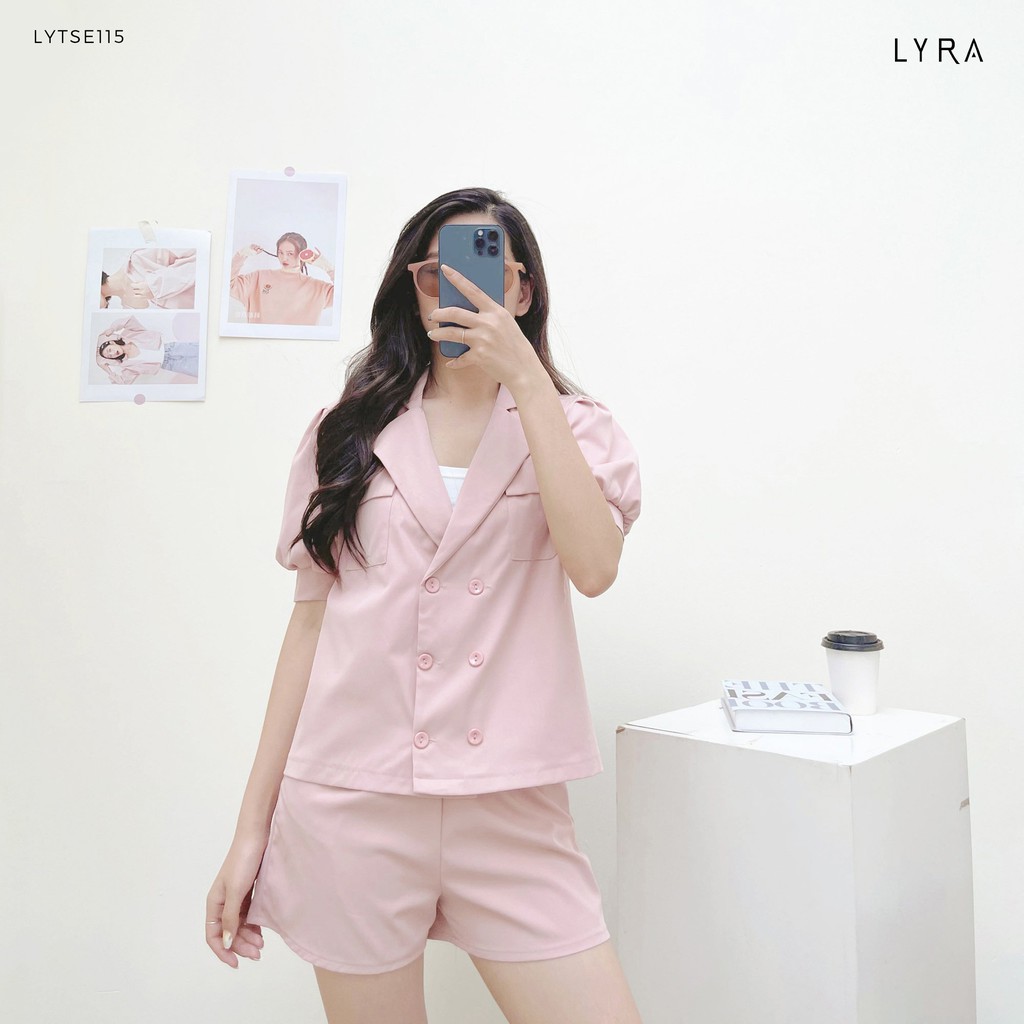 Set áo cổ vest kèm quần short thiết kế by LYRA, set bộ balzer dáng dáng suông chất liệu cao cấp nữ tính- LYTSE115