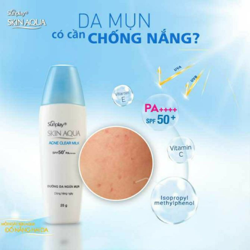 Sunplay Skin Aqua Acne Clear Milk – Sữa chống nắng dưỡng da ngừa mụn