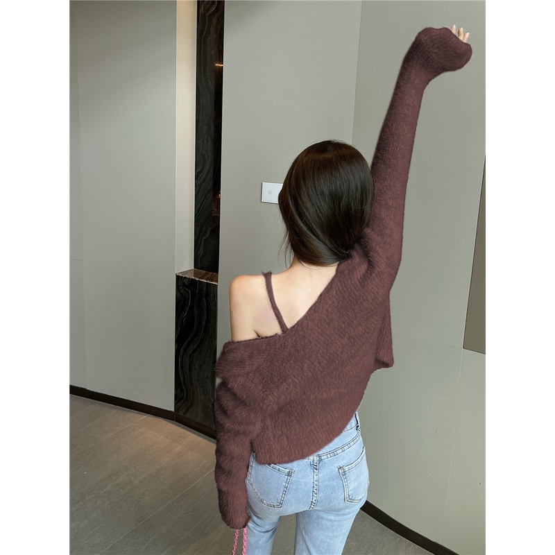 QKOOLE  Set áo khoác cardigan ngắn + áo sát nách phong cách Hàn Quốc cho nữ