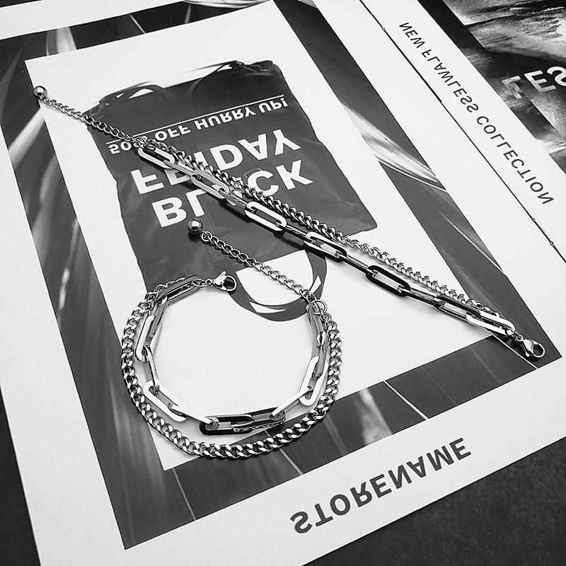 Vòng Tay Thép Titan Hai Lớp Phong Cách Hiphop Cá Tính