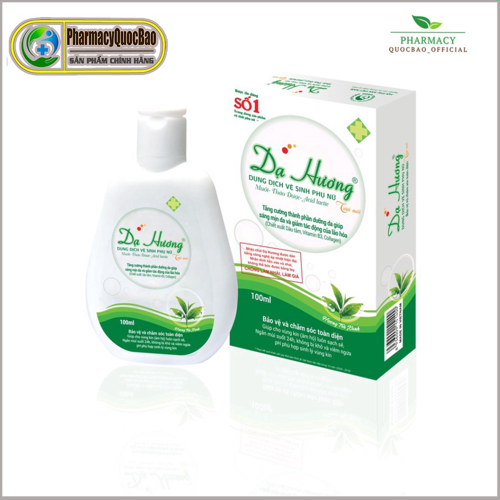 Dung dịch vệ sinh phụ nữ Dạ Hương trà xanh - Hương Trà Xanh - Chai 100ml