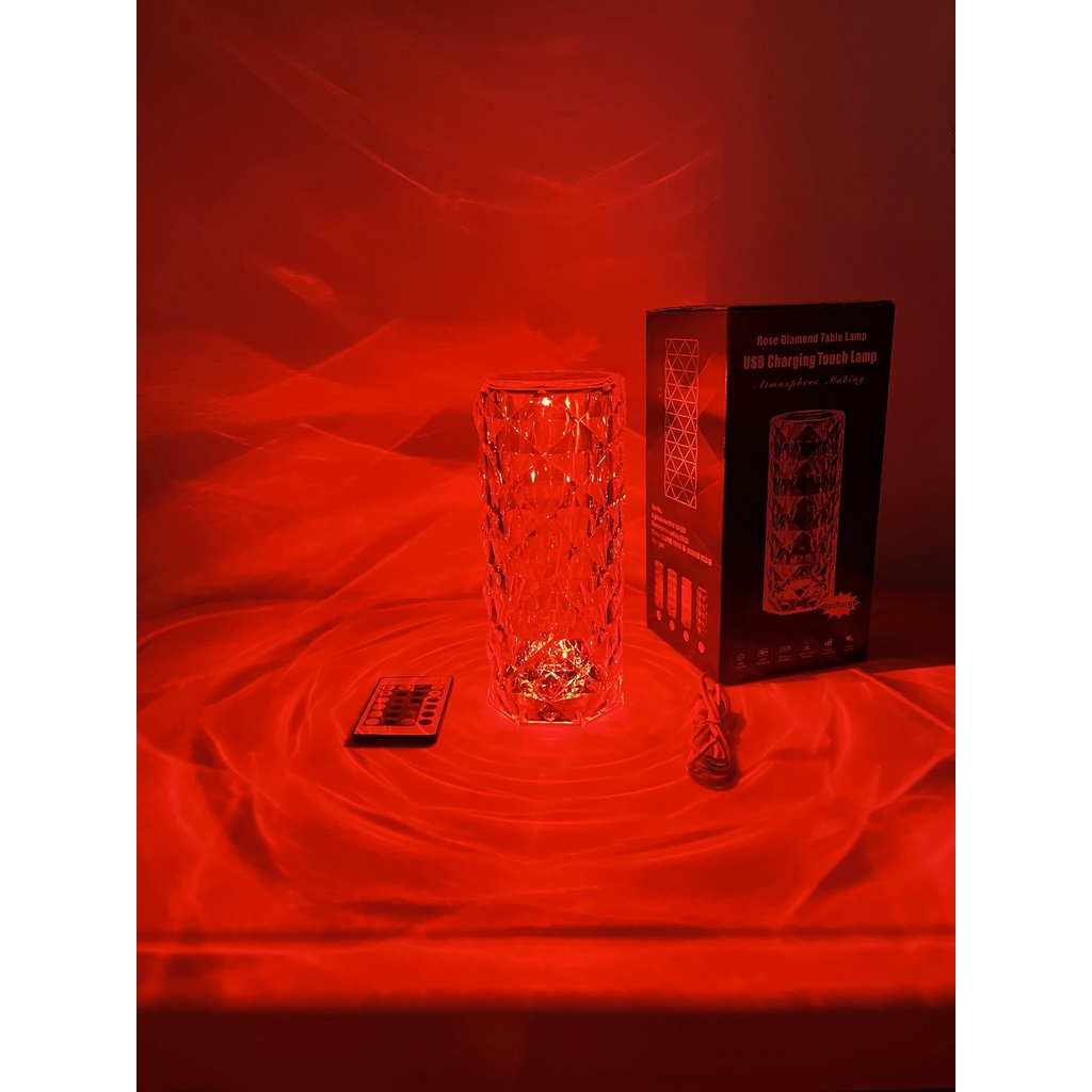 Đèn Ngủ Pha Lê Cảm Ứng Chạm Nhẹ Để Bàn RGB 16 Màu Điều Khiển Từ Xa, Decor Phòng Ngủ, Trang Trí Phòng Khách, Phòng Game