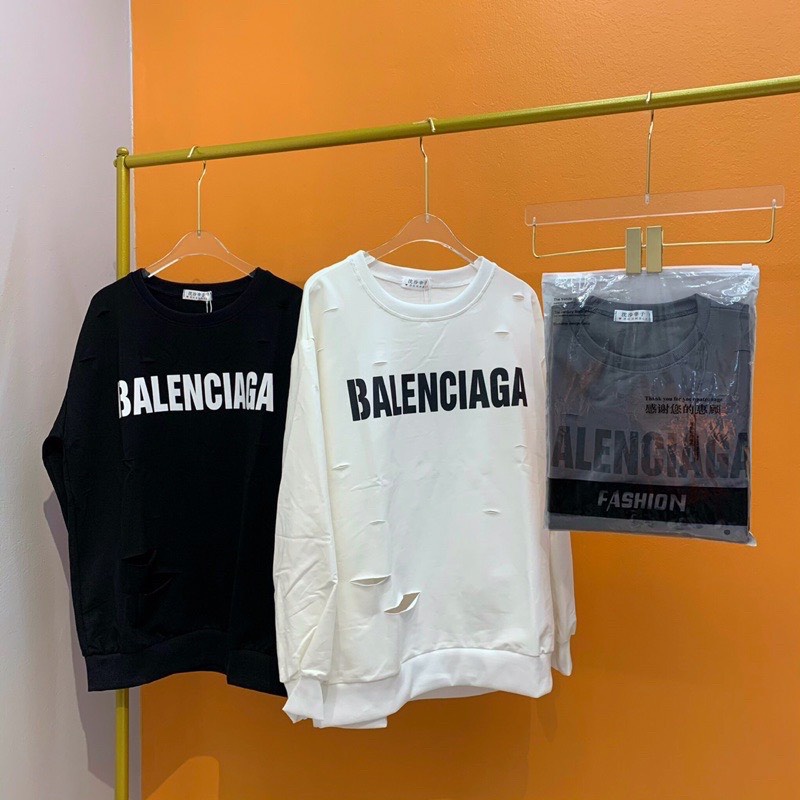 [Ảnh thật] Áo nỉ balenciaga rách cực chất, áo nỉ đôi nam nữ freesize | BigBuy360 - bigbuy360.vn
