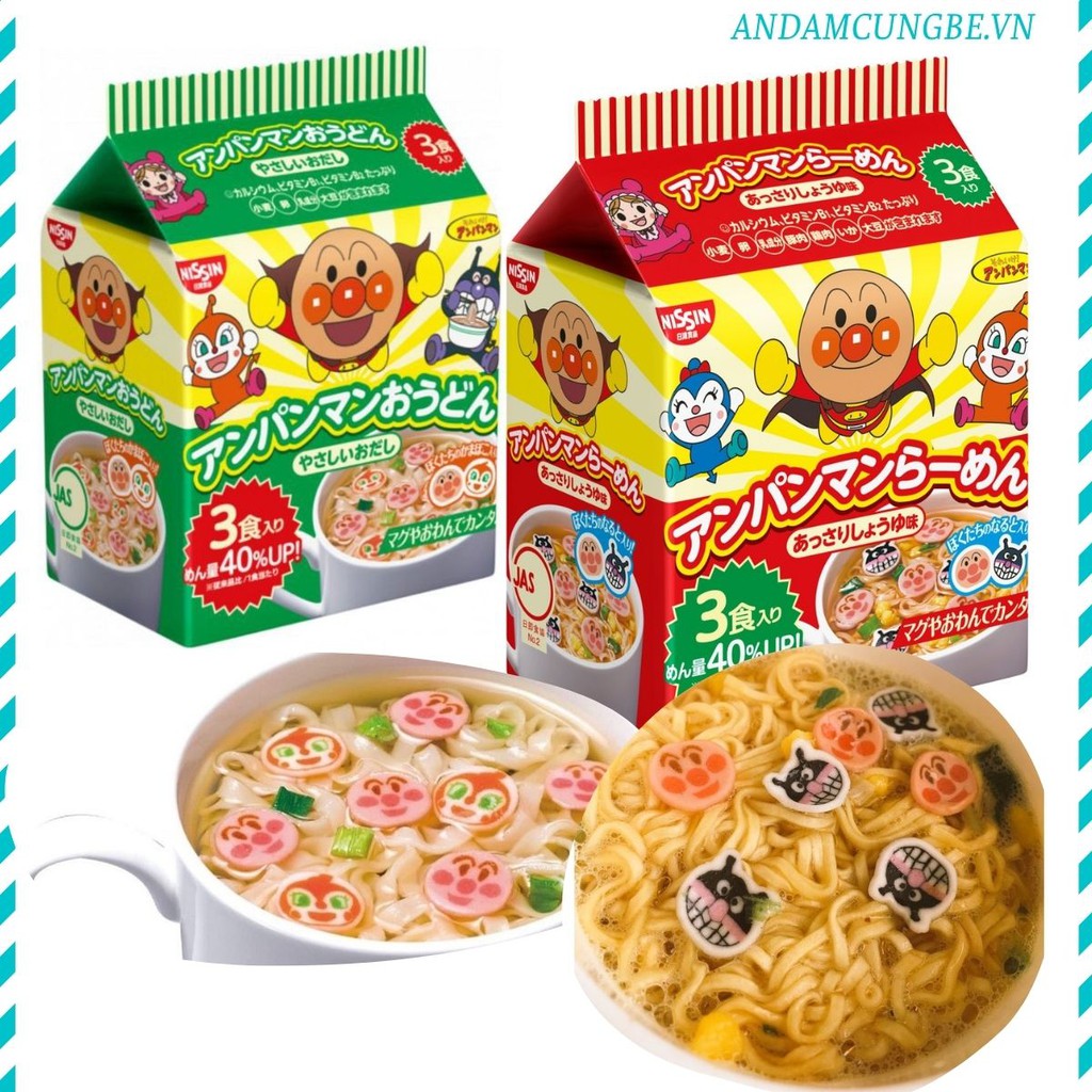 MÌ CHÚ HỀ ANPANMAN NISSIN NHẬT BẢN 90g (3gói x30g) MỲ CHÚ HỀ