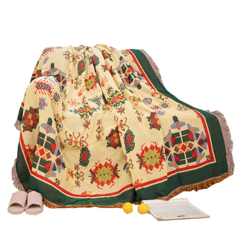 Thảm Thổ Cẩm Trải Sàn, Khăn Phủ Sofa Họa Tiết Noel Hàng Nhập Khẩu, Cao Cấp
