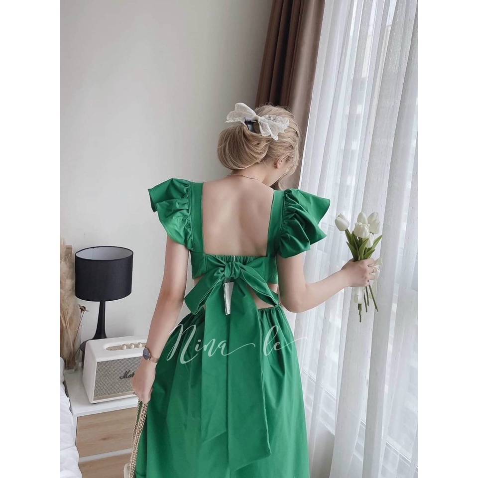 Đầm váy nữ maxi bồng bềnh cánh dơi, khoét eo nổi bật vóc dáng với các màu tôn da siêu xinh cho các nàng đi biển, đi chơi