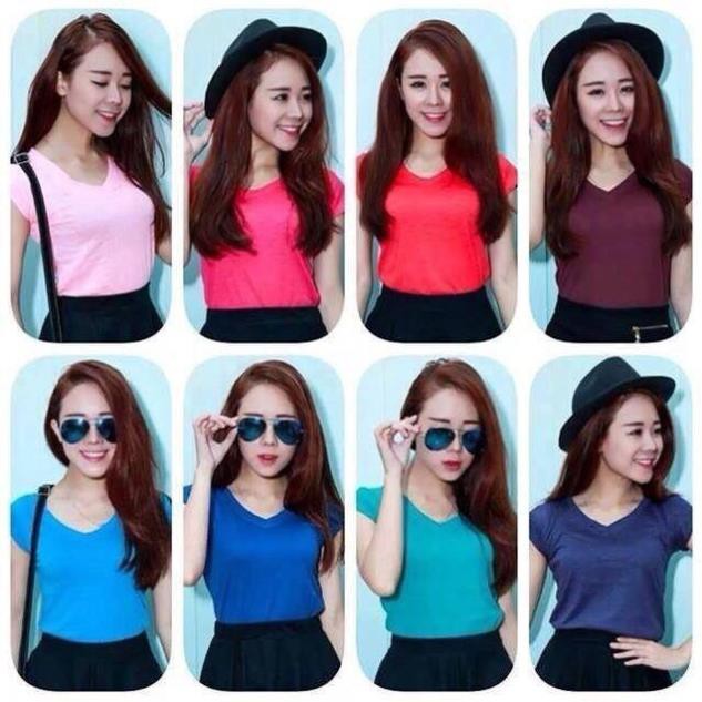 Áo thun trơn body giá rẻ đủ màu Cổ Tim ẢNH THẬT bán lẻ, bán sỉ .