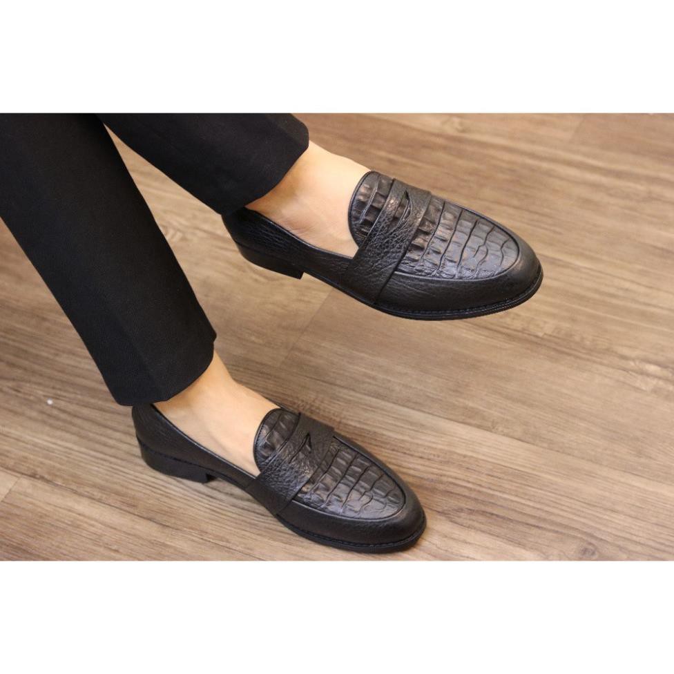 ( đủ Size) GIÀY DA NAM - DA BÒ THẬT 100% DẬP VÂN CÁ SẤU, ĐẾ CAO SU TỔ HỢP - MÃ X091 MÀU ĐEN HÀNG VIỆT NAM Real * > | BigBuy360 - bigbuy360.vn