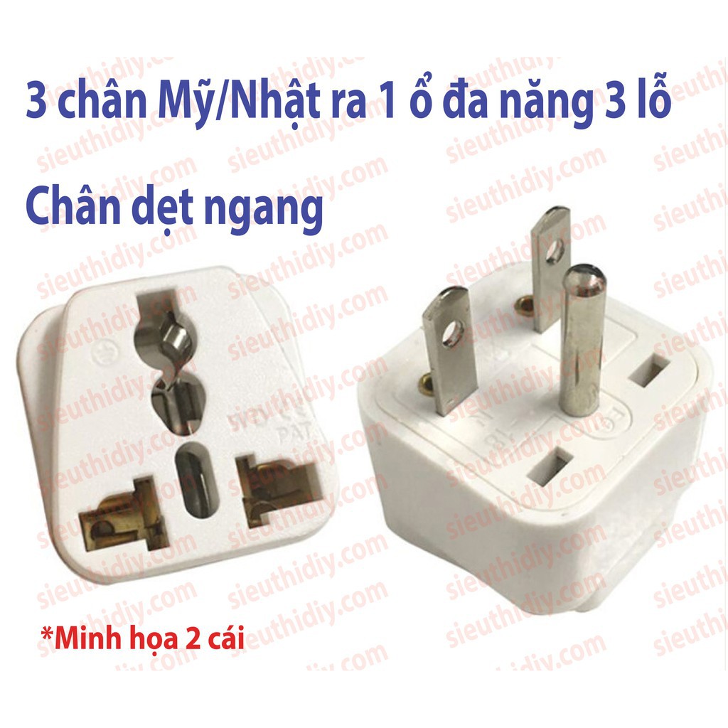 Phích Cắm Chuyển 2 Chân Dẹp 1 Chân Tròn