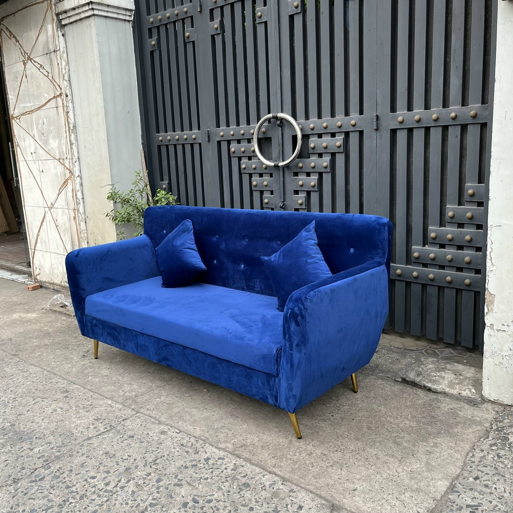 Bộ Sofa Phòng Khách Giá Rẻ Gỗ Xanh - Sofa Vải Nhung Màu Xanh Dương Mềm Mại