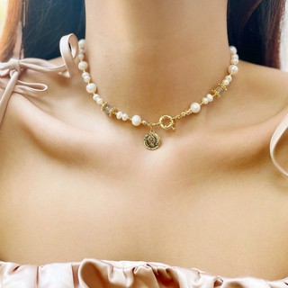 Dây Chuyền NT Đá Labradorite và Mặt Đồng Xu