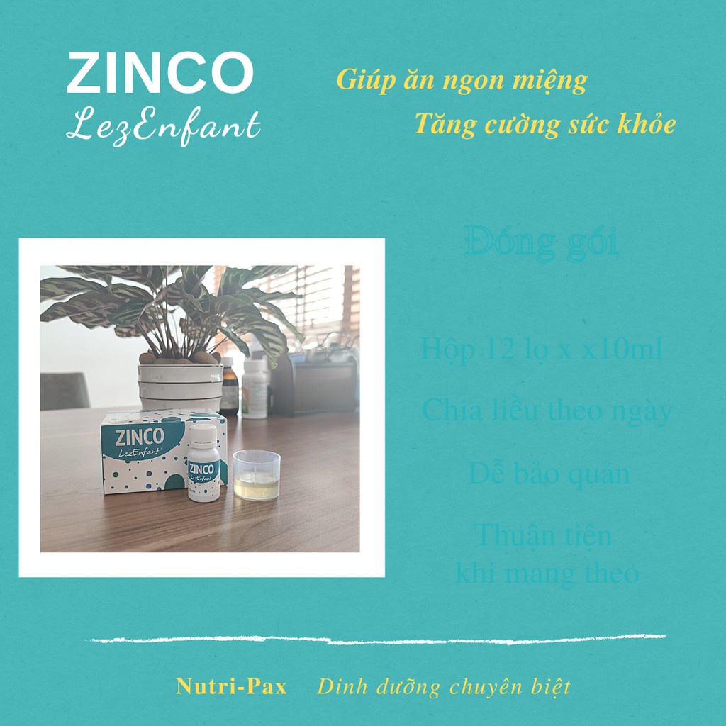 Kẽm ZINCO LezEnfant chứa 90mg Vitamin C và 78 mg kẽm gluconate tăng sức đề kháng cho bé yêu