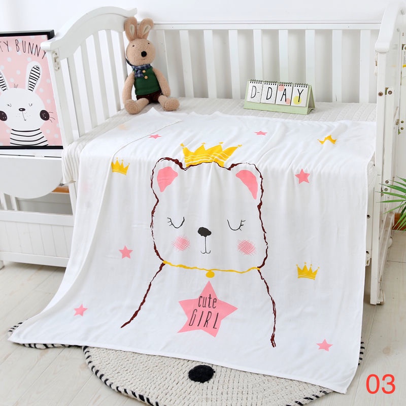 Chăn vuông cotton cỡ 1.1mx1.1m in hoạ ngộ nghĩnh cho bé (N00813)