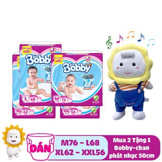 [Tặng bobbychan phát nhạc 50cm]Combo 2 gói tả dán Bobby size M76/L68/XL62/XXL56