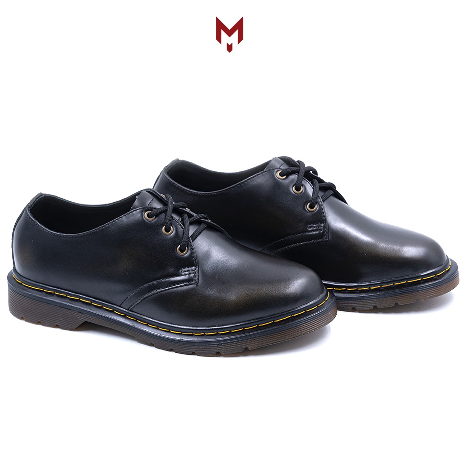 Giày nam da bò cao cấp Dr.martens 1461 MAD Shoes Đen Bẻ Xanh Rêu