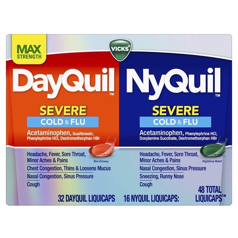 hộp Dayquil Nyquil cold flu 48 viên của Mỹ