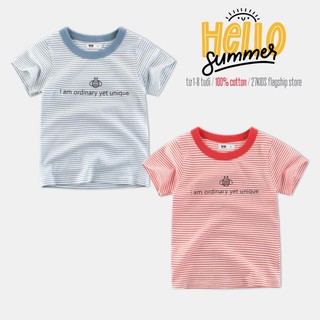 Áo bé trai 27kids áo thun cho bé họa tiết kẻ sọc chất cotton hàng xuất Âu Mỹ  ྇ 👑