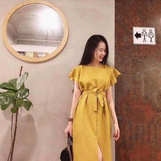 ĐẦM CARO VÀNG TAY CÁNH TIÊN