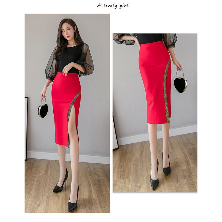 Chân Váy Dài Lưng Cao Thiết Kế Xẻ Thanh Lịch Cho Phái Nữ