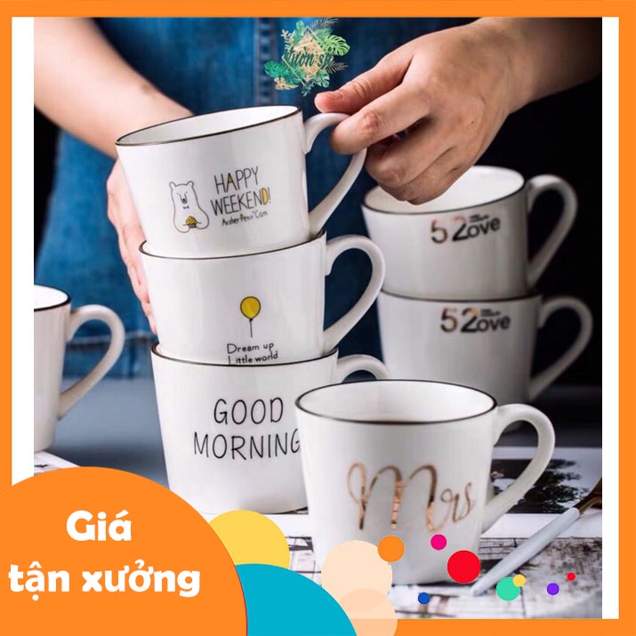 Bộ combo 02 cốc đôi bằng sứ cao cấp, cốc đôi cho người yêu - VS22