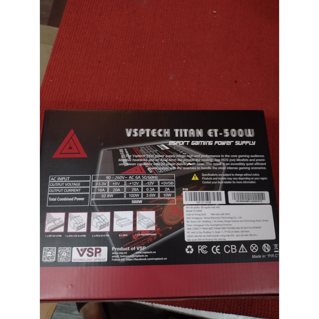 Nguồn VSP ET-500W TiTan LED RGB Chính Hãng