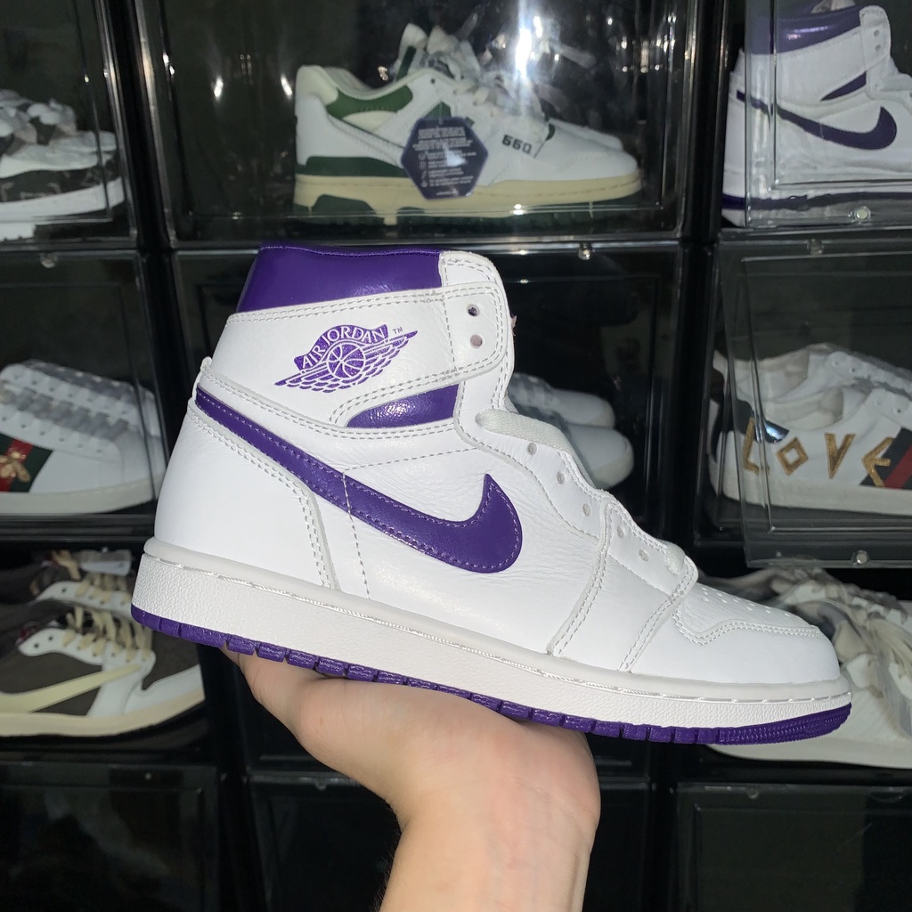 Giày Sneake Air Jordan 1 Retri High 'GRAND PURPLE',Jordan 1 Tím Trắng