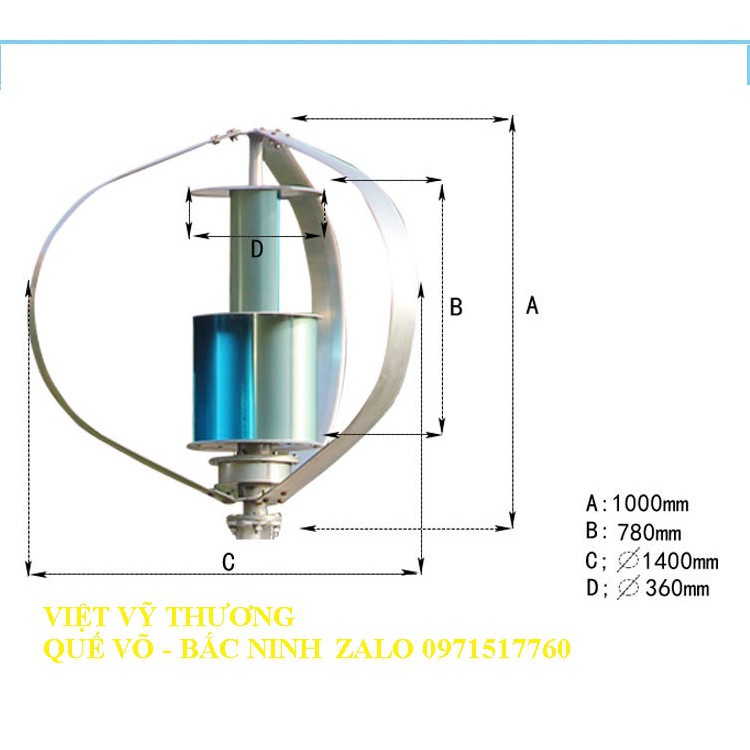 Tuabin gió trục đứng Q4 Naier 300w