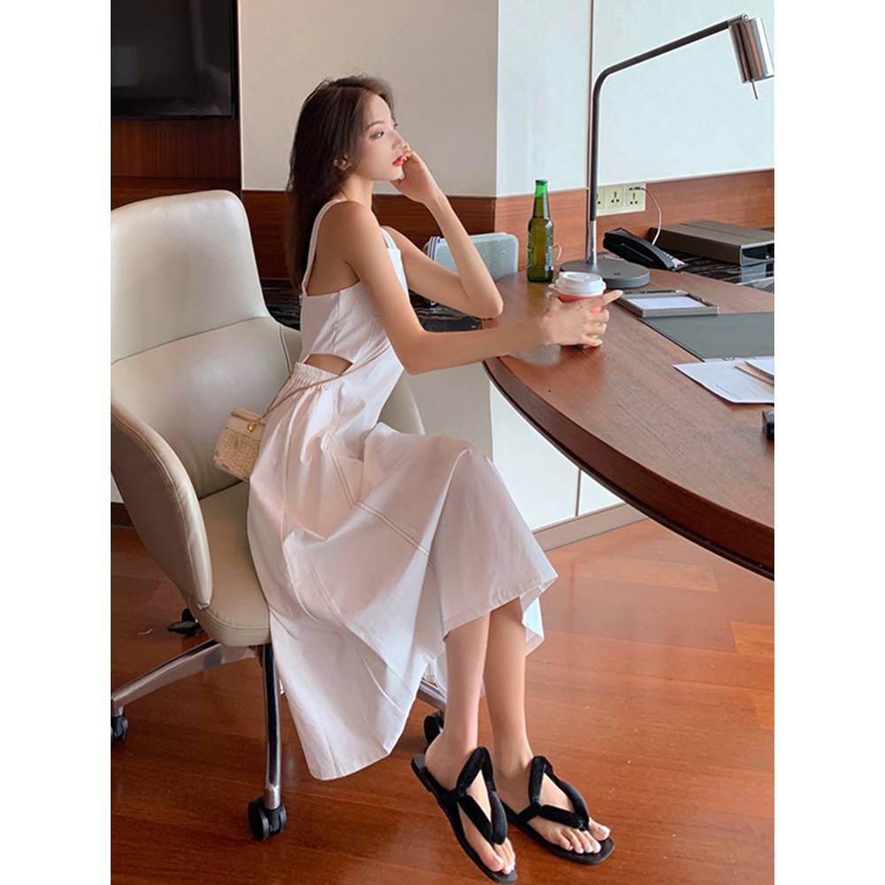 Váy midi nữ mùa hè phiên bản Hàn Quốc 2019 đường viền tinh tế hàng thiết kế T49
