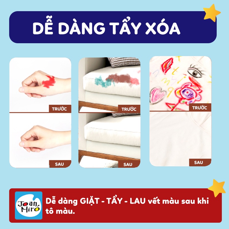 [DỄ RỬA] Sáp Lụa Silky Crayon - CHÍNH HÃNG Joan Miro dễ dàng tẩy xóa tiêu chuẩn Châu Âu Cho Bé 3+