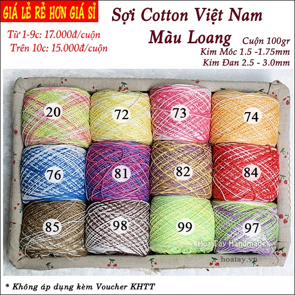Sợi Cotton Việt Nam màu loang