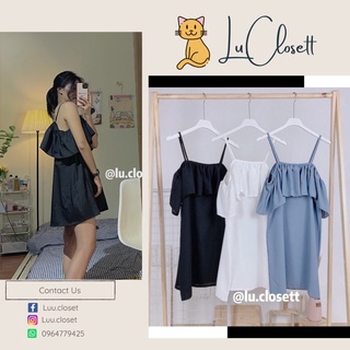 Váy 2 dây trễ vai bèo kèm scrunchies lu.closett
