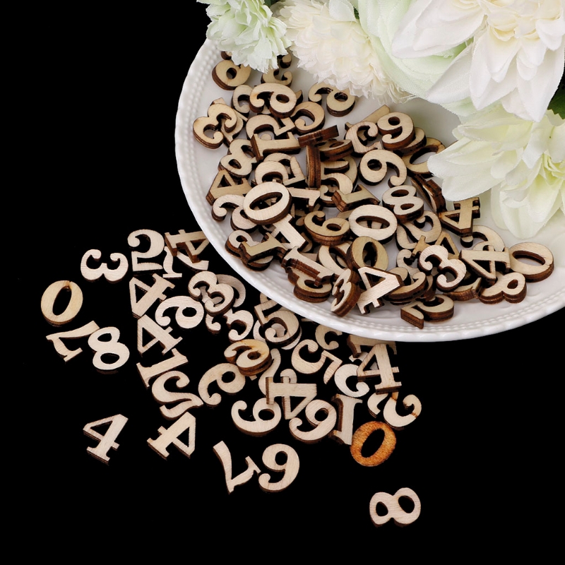 Set 100 chữ số bằng gỗ từ 0-9 15mm trang trí thủ công