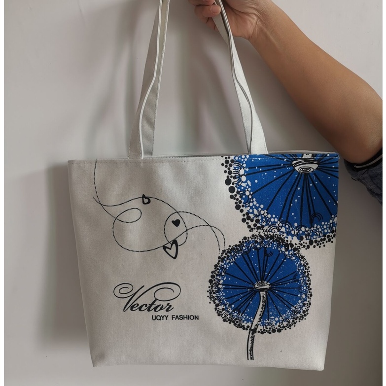 Túi Tote Canvas Vải Nữ Đeo Chéo Có Khóa Kéo Xách Tay Họa Tiết Basic Dáng Chữ Nhật Thời Trang Công Sở Đi Học Làm Đựng Cơm