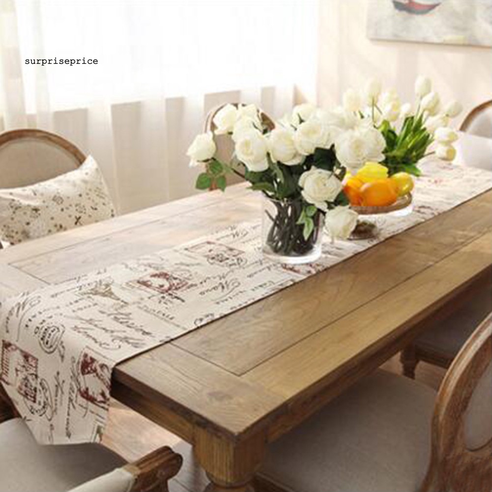 Khăn trải bàn in hình tháp Eiffel phong cách vintage