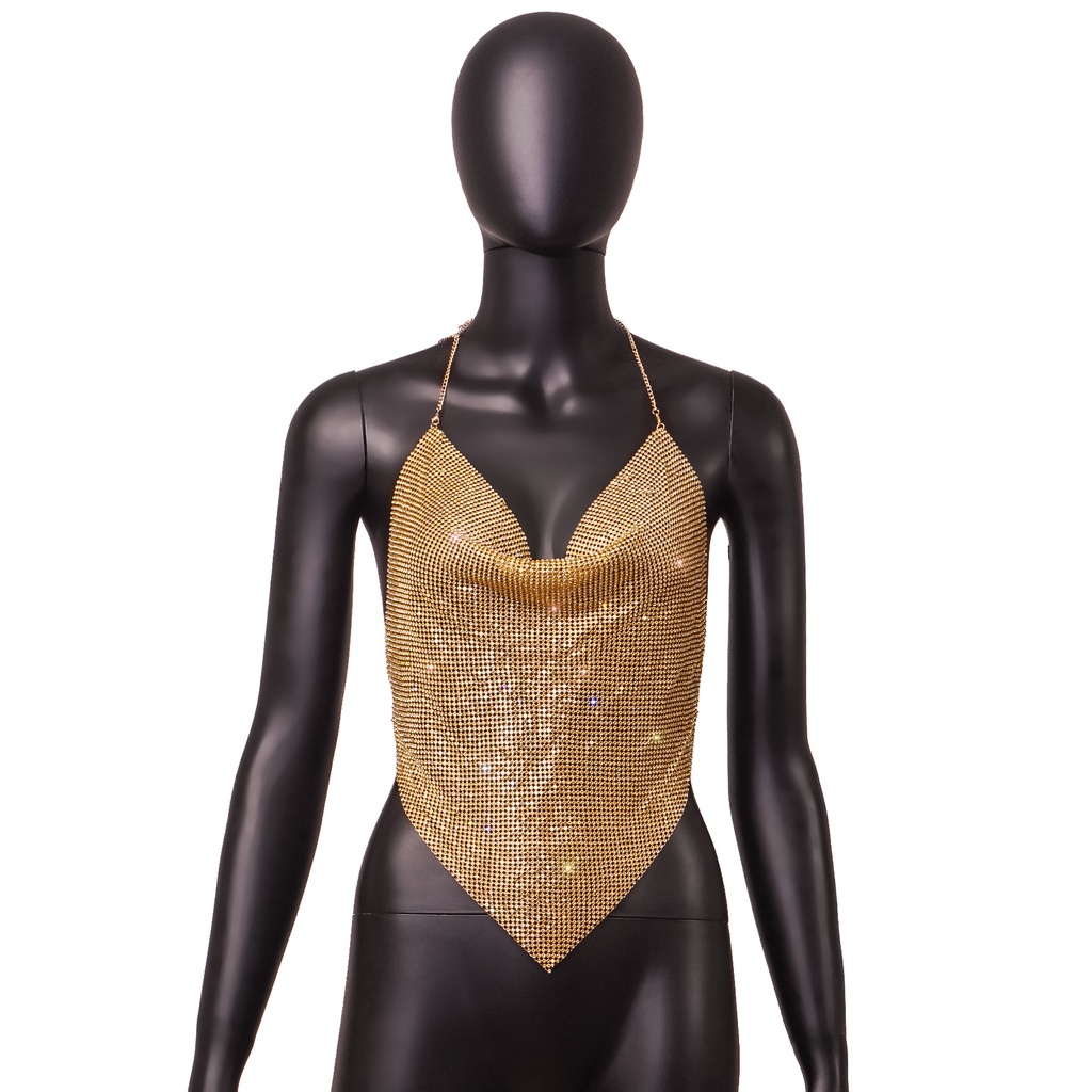 DUNEA Áo tank top đính đá ánh kim sáng bóng quyến rũ thời trang dành cho nữ