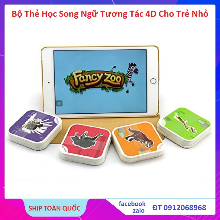 Bộ 68 thẻ học động vật 4D song ngữ Anh-Việt Vừa Học Vừa Chơi