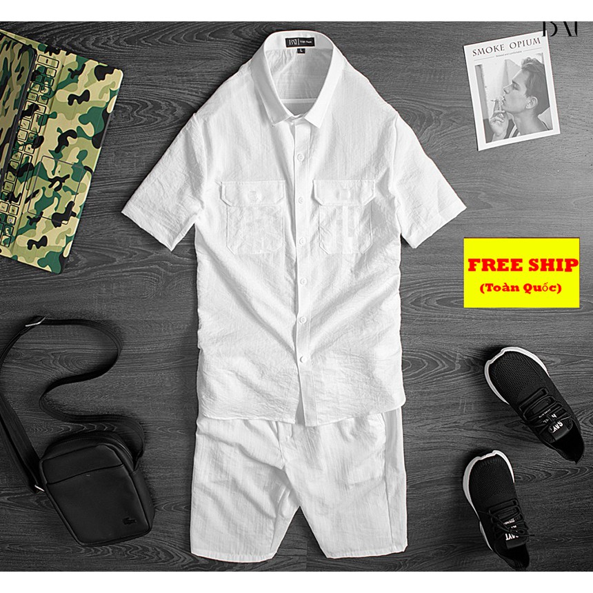 [FREESHIP ⚡SIÊU SALE⚡] Bộ Đũi Nam cổ bẻ hot 2021 | BigBuy360 - bigbuy360.vn