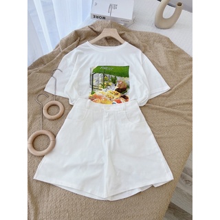 Set kaki trắng mix pull hình