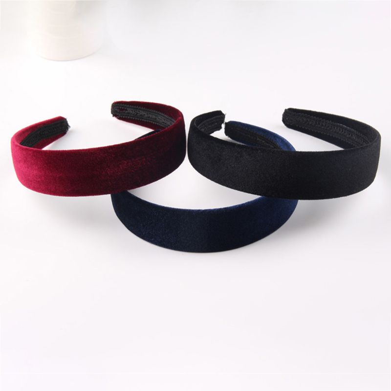 Băng Đô Vải Nhung Bản Rộng Màu Trơn Phong Cách Đơn Giản Cho Nữ