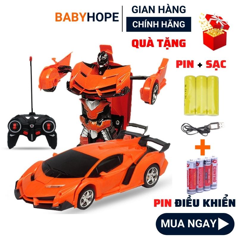 Xe oto điều khiển từ xa biến hình thành robot có sạc pin, có tặng kèm 5 pin AA