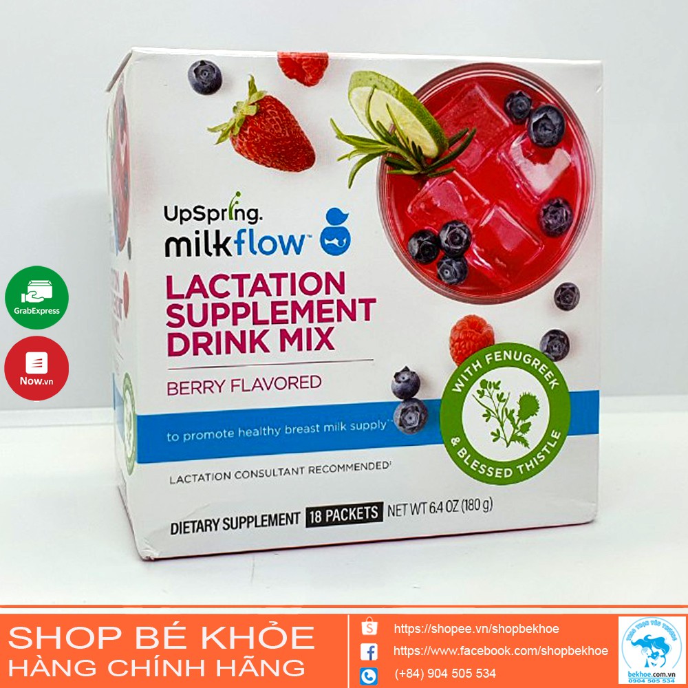 Ngũ cốc lợi sữa Upspring - Upspring Milk Flow chocolate và dâu hộp 16 gói công thức mới