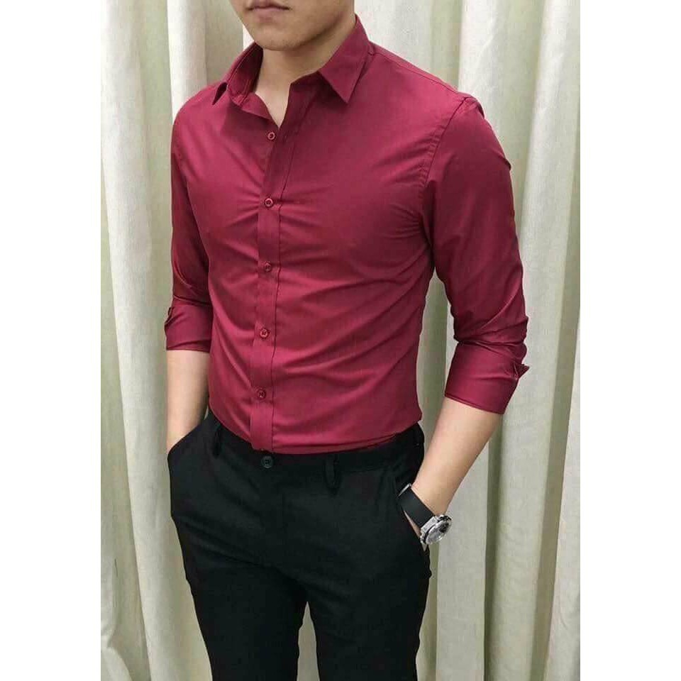 Combo 2 áo sơ mi nam body, Áo Sơ mi nam tay dài đẹp