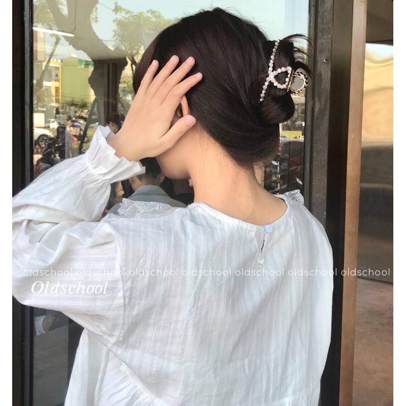 Áo babydoll trắng viền ren bèo chun tay ulzzang