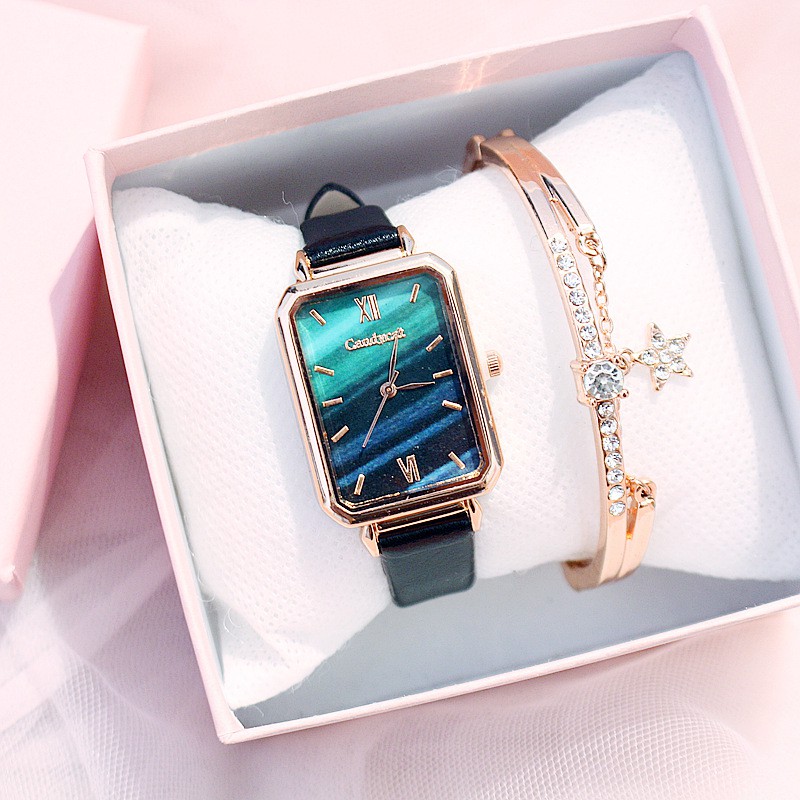 Đồng hồ nữ thời trang Cadycat dây da mặt chữ nhật ám xanh cực đẹp, 6 màu dể dàng phối đồ ( Mã: CDC03 ) | BigBuy360 - bigbuy360.vn